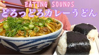 《Eating sounds》どろどろカレーうどん!オキアミ佃煮と梅干しのおにぎり!