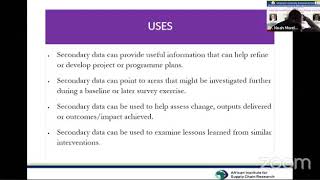 Research Support Webinar Series : Using Secondary data