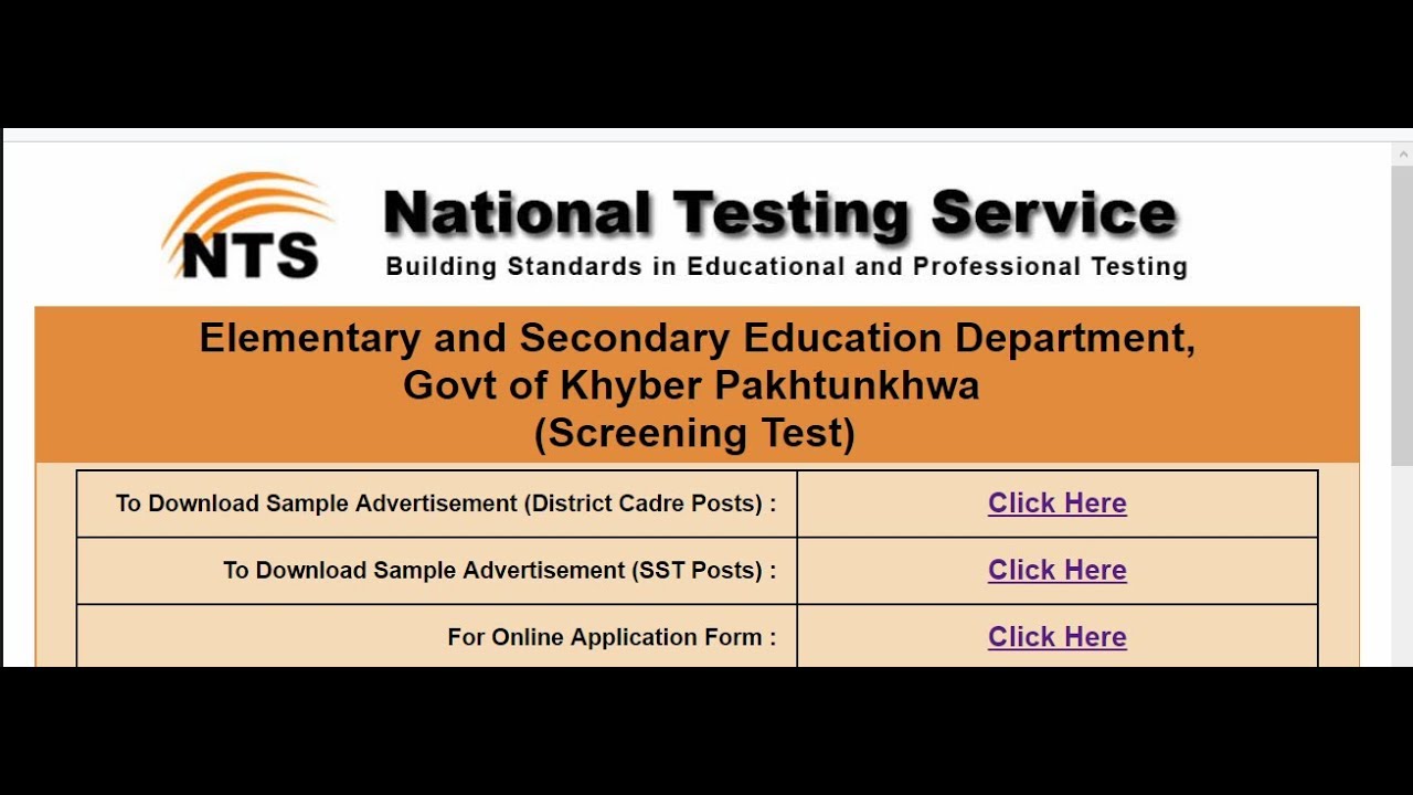 How to Fill NTS Application Form Online Education department KPK Jobs