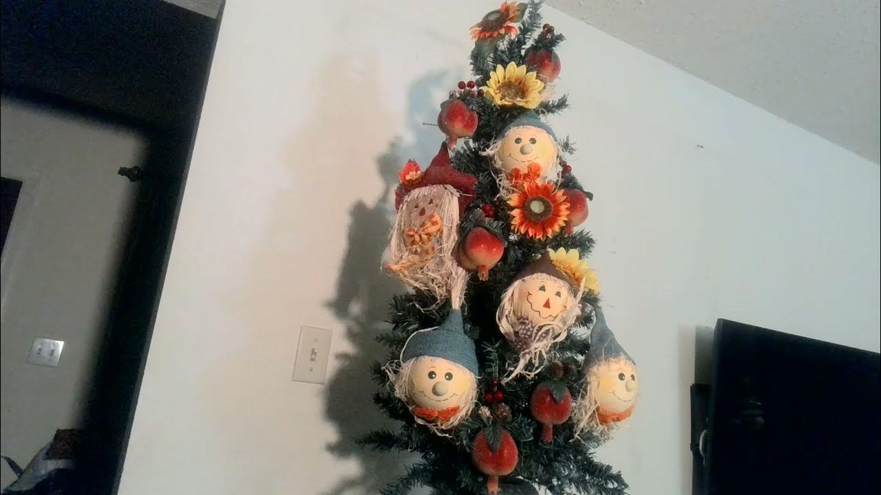 How to turn a Christmas tree into Fall Autumn Harvest decor without
