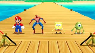 Mario Party 9 Step it up - Spider Man Vs Mario Vs Mike Wazowski Vs Spongebob (Master Difficulty)
