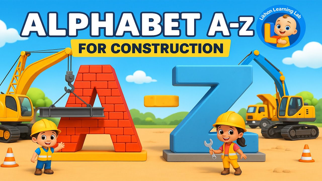 Alphabet A to Z for Construction | Crane, Truck & Workers Build Letters | ABC Song for Kids