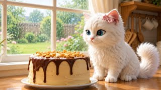 🥜🍰 A Cozy Rainy Day with Cloud Meow | Cozy Cat Baking ASMR | Rainy Day Sounds 🌧️
