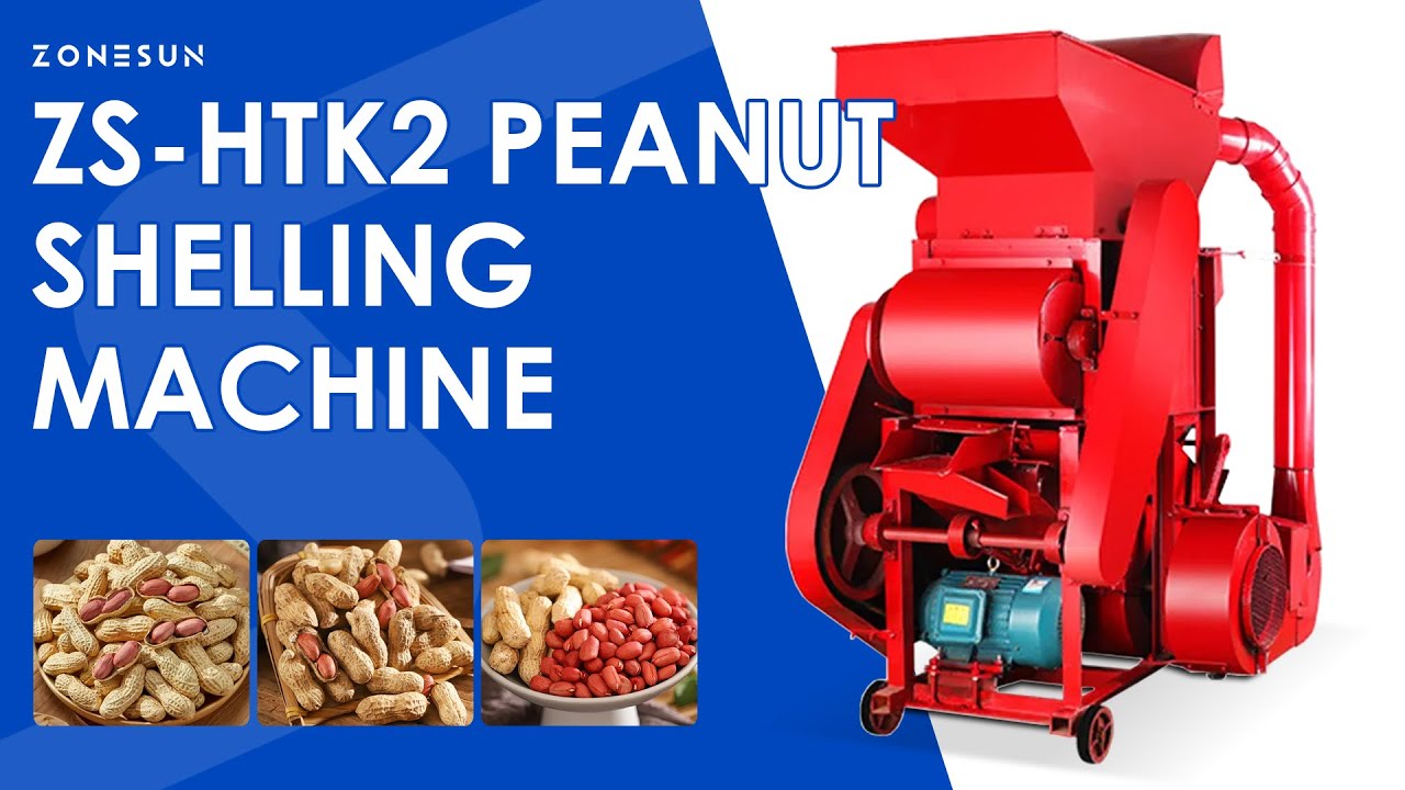 ZONESUN ZS-HTK2 Industrial Peanut Shelling Machine with Fan Separation System