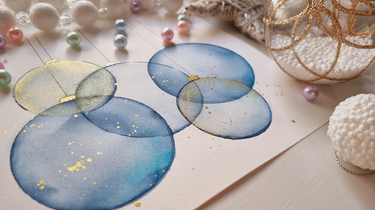 Painting CHRISTMAS Magic Holiday Bubbles with WATERCOLORS