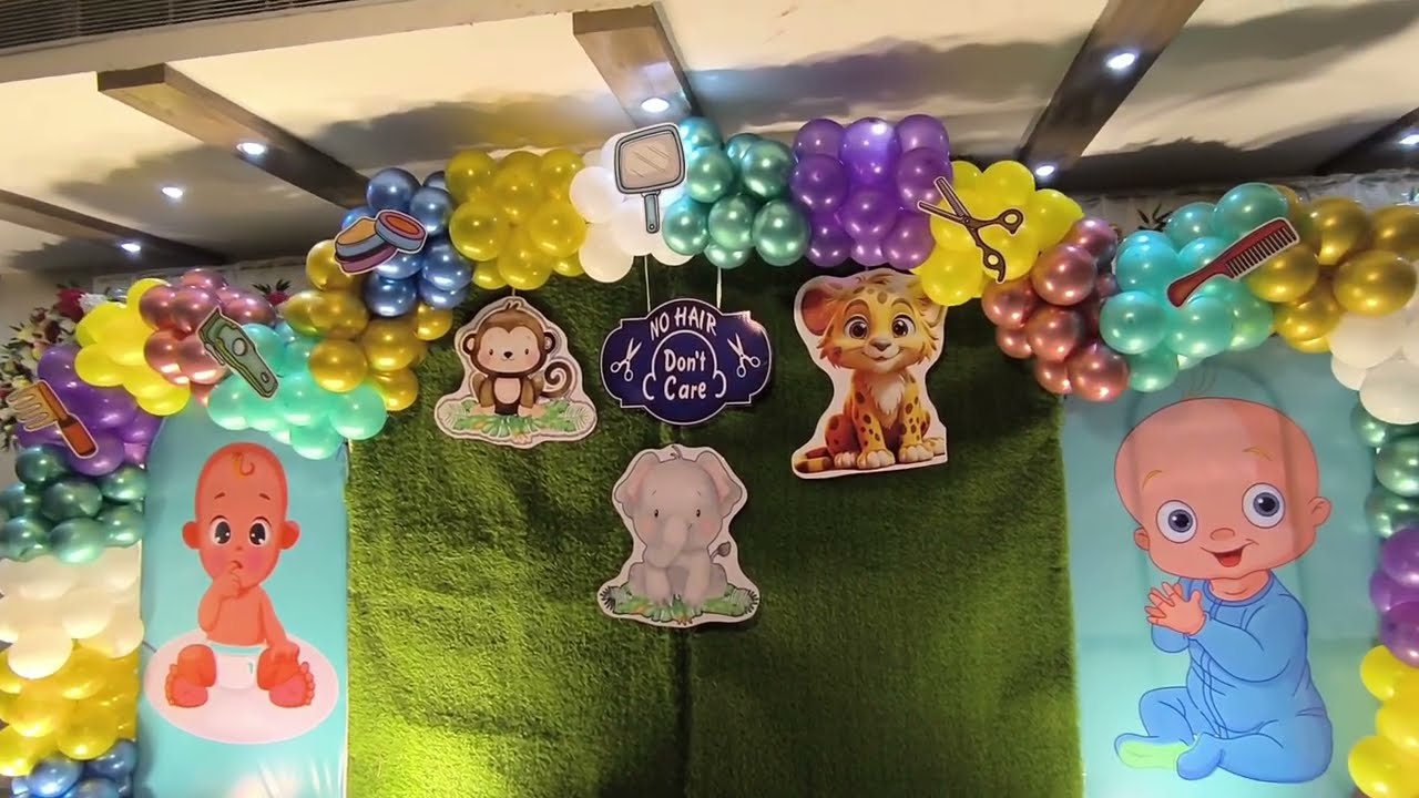 Mundan theme decoration || Balloon decoration || 🥳🎊