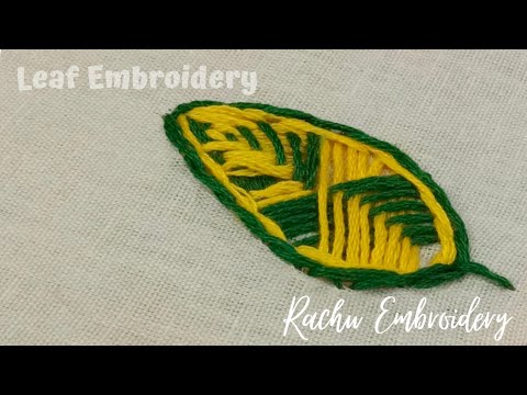 Embroidery Rachu Modern Leaf Hand Embroidery for beginners | Easy leaf design - Rachu ...