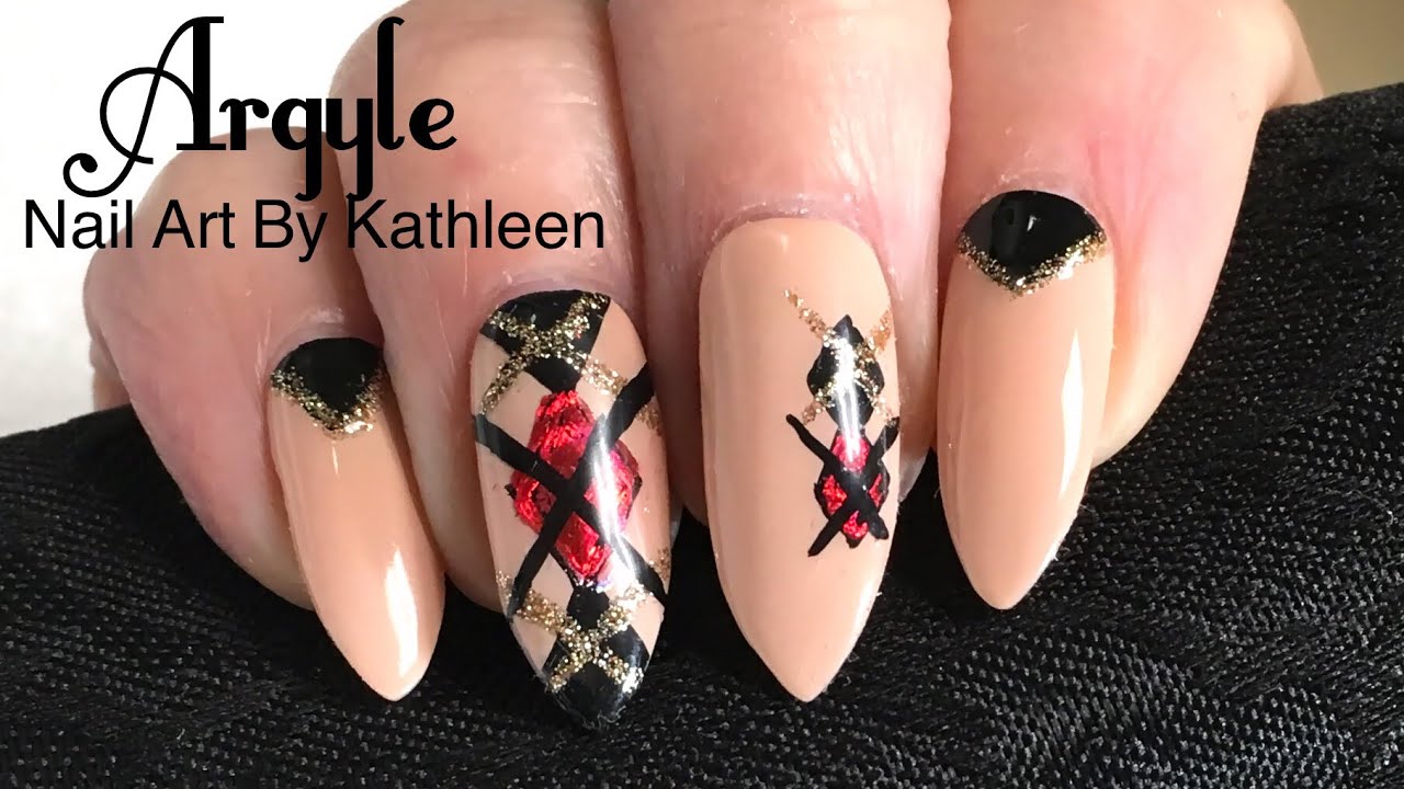 Argyle Nail Art With Foil And Glitter - YouTube