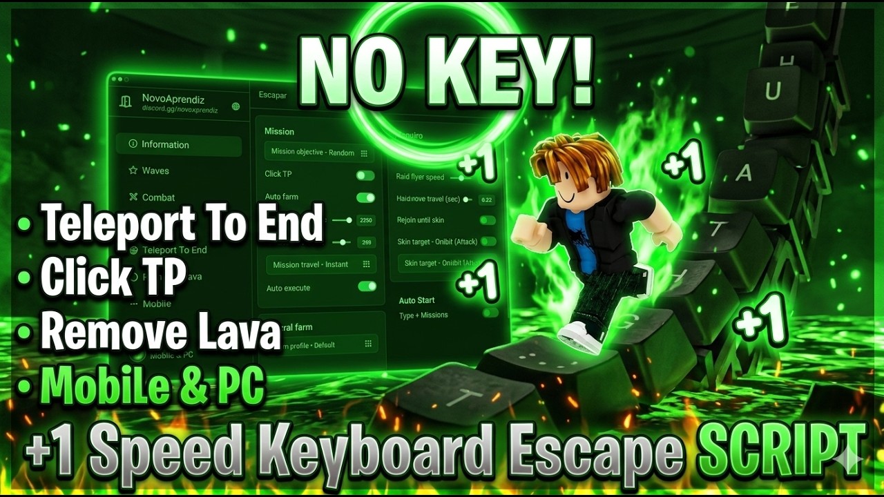 +1 Speed Keyboard Escape Script | NO KEY | Teleport To End, Click TP ...