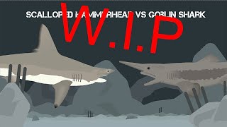 Scalloped Hammerhead Shark Vs Goblin Shark | WIP animation | StickNodes