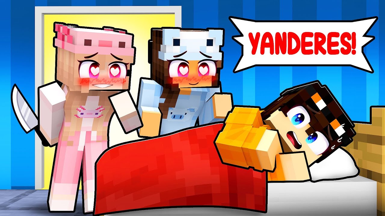 GAROTO na FESTA do PIJAMA de GAROTAS YANDERES no Minecraft!