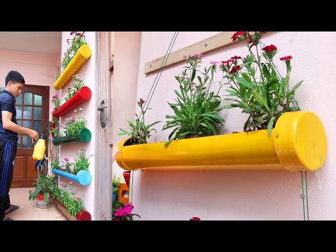 Amazing DIY Vertical Gardens from Plastic Pipes for Small Garden and Balcony