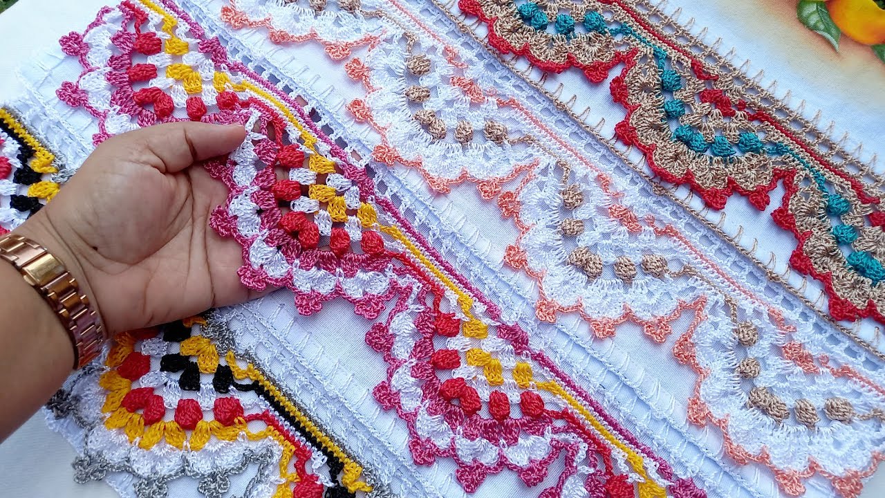 BICO DE CROCHÊ PARA PANO DE PRATO - MULTICOLOR