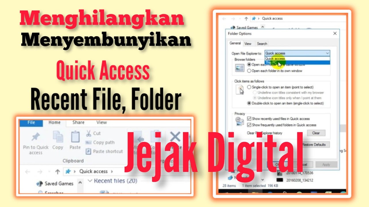 Cara Menghilangkan Recent File Folder, Quick Access, Jejak Digital di