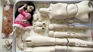 Сундук с сокровищами и готовые к росписи кукольные детали. Ready for painting doll parts.