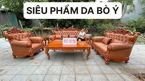 Bộ sofa 6 món gỗ gõ đỏ, bọc da bò Ý 0973483083