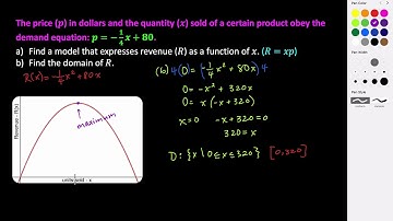 Modeling Quadratic Functions: Maximizing Revenue (continued)