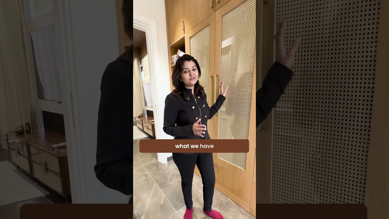 Premium Wardrobe Design | Wicker Rattan Sheets | Sleek layers of Glass | Resaiki Interiors