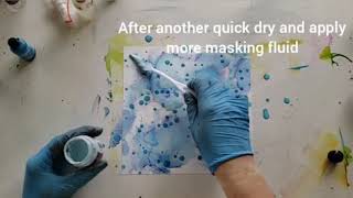 Layering masking fluid and ALCOHOL INK