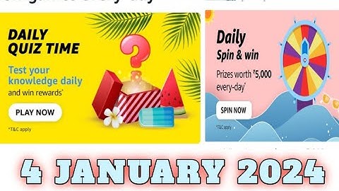 Funzone Amazon All Quiz Answers Today |4 January 2023 | @dailyquiztime #amazonfunzon