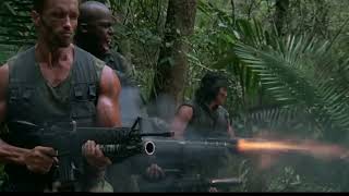 Predator Contact Scene - Minigun Shooting Jungle - Predator (1987) Movie Clip HD