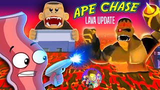 THE FLOOR IS LAVA! Derpy Bacon Plays FGTeeV Ape Chase (New Update!) with DINOSAUR APE?!