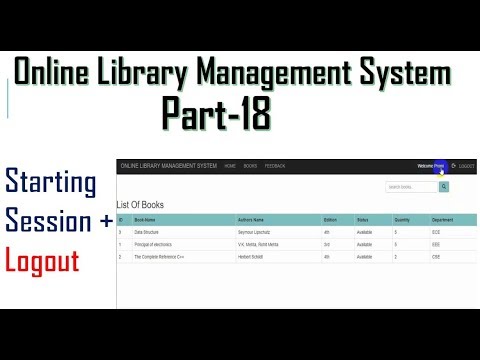 Library management system part 18 | Starting SESSION, login & logout user with session