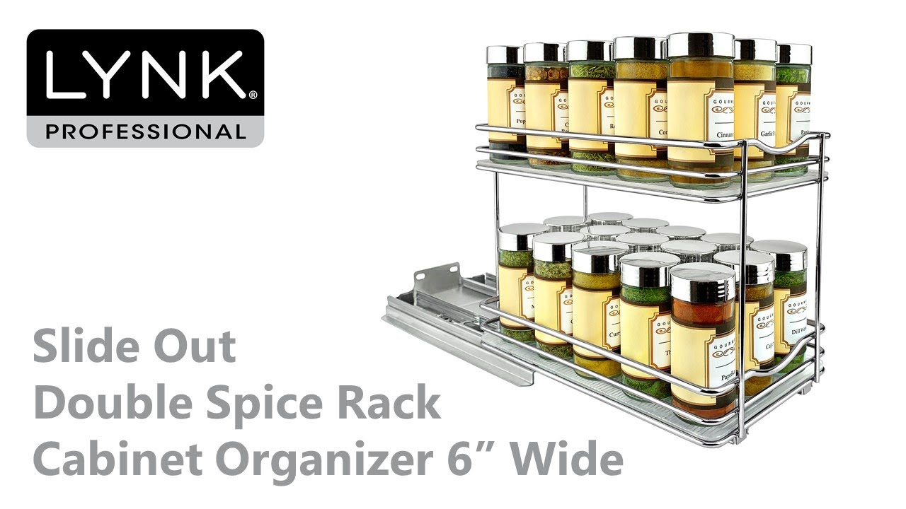 Double Spice Rack Cabinet Organizer, Lynk Professional Slide Out Double Spice Rack Upper Cabinet Organizer 6 Wide
