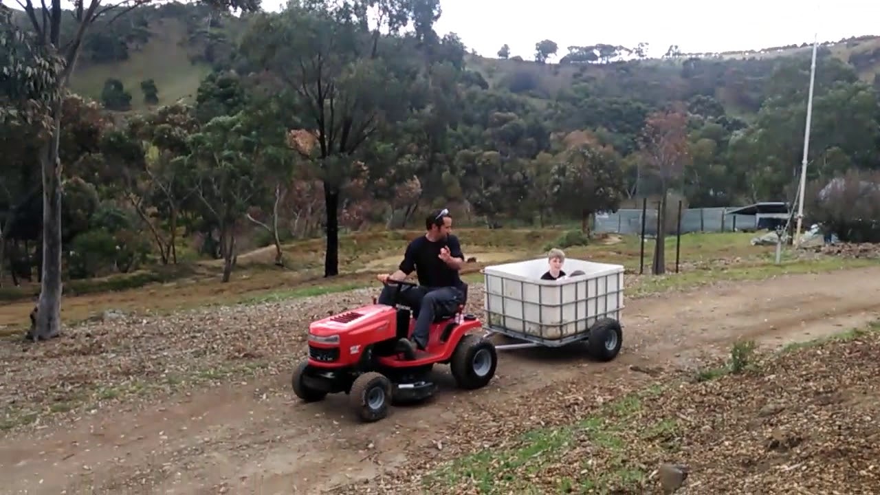 Rover lawn tractor ride on mower with trailer wagon kids ride
