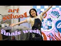 art school finals week vlog 🥵 | printmaking, embroidery, selling art, making jewelry, bookbinding