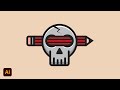 Skull Logo Design In Adobe Illustrator cc 2022 | Tutorial