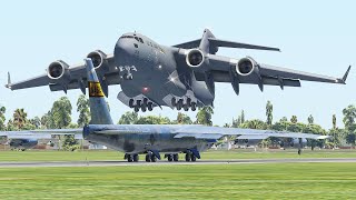 Military Aircraft C-17 Almost Collide Into B-52 At Runway