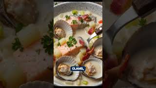 CLAM CHOWDER, CREAMY AMERICAN SEAFOOD SOUP 🇺🇸 #clamchowder #americanfood #seafoodsoup