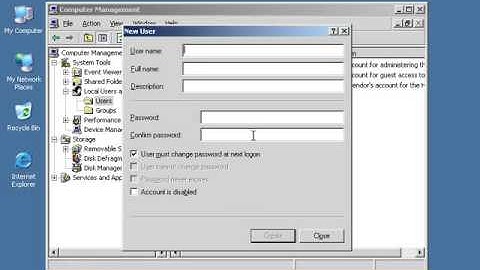 Create user in workgroup | windows server 2003