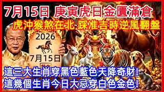 2026年7月15日庚寅木虎發威，“松柏木”局暗藏滔天巨財！虎沖猴煞正北，這一個致命禁忌千萬別犯！今日啟動“金匱吸金”秘法，必讓黴運清零、橫財就手！快看你的生肖在不在榜上？