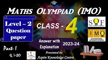 Maths Olympiad Level 2 question paper for class 4 of 2023-24 | Level 2 Class 4 IMO part-I #v46