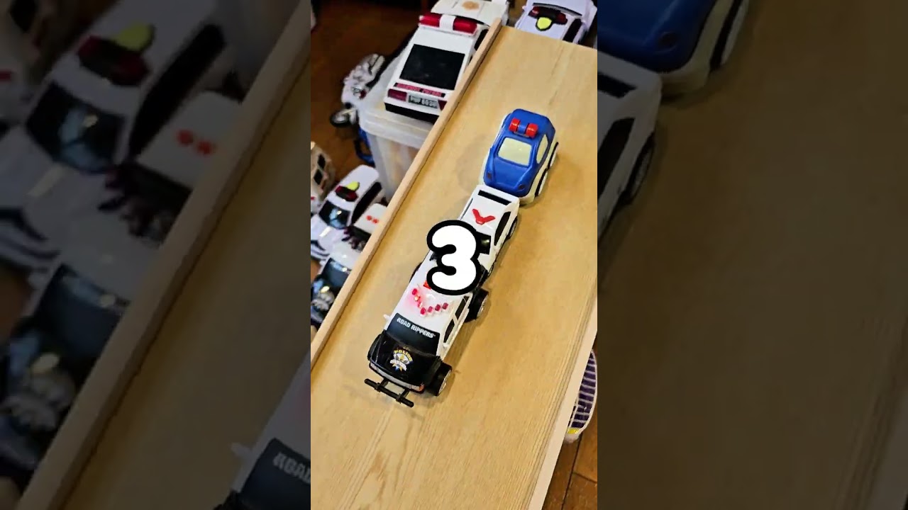 Police Cars Count the Number slide into a hole #policecar #minicar #toys