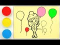 Sand painting girl with balloons