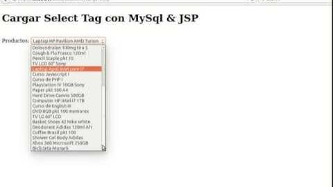 Cargar Select Tag con MySql & JSP