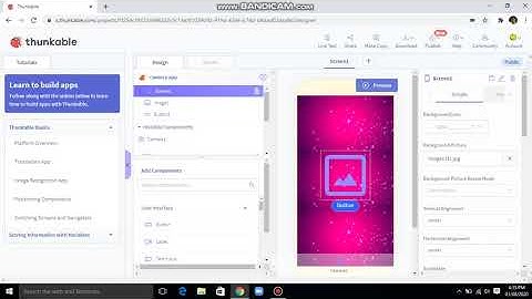 how to make a app with thunkable. a camera app using the camera component