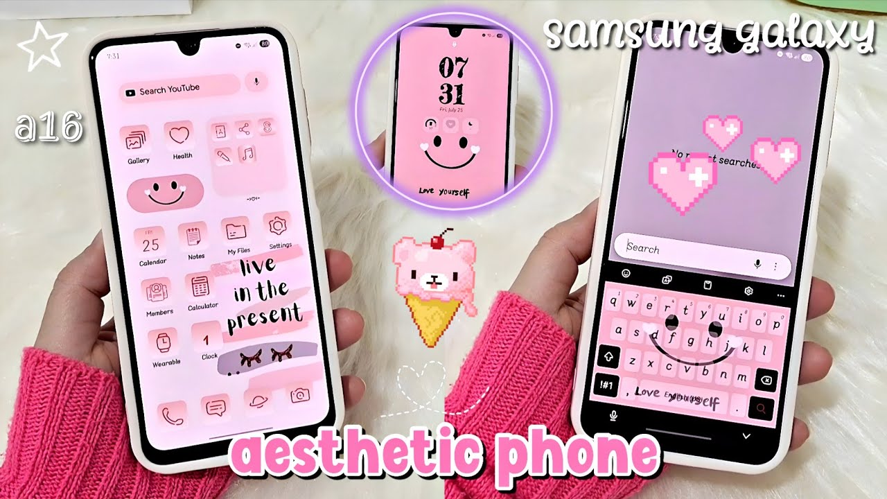 how to make your android phone aesthetic 🌸✨️ ( Samsung Galaxy A16 🤍 )  setup & customization
