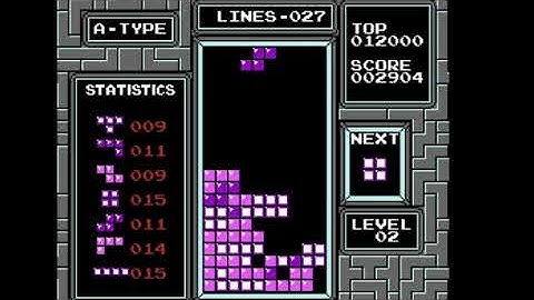 NES Tetris no rotation lvl0 start 52 lines [Former World Record]