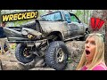 Toyota truck wrecked off road  our jeep breaks down