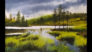 Watercolor painting landscape - Lake and Sky by Watercolor By Javid Tabatabaei 3,442 views 7 days ago 44 minutes