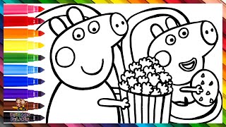 Dibuja Y Colorea A Peppa Pig Y George Pig En El Cine Dibujos Para Niños
