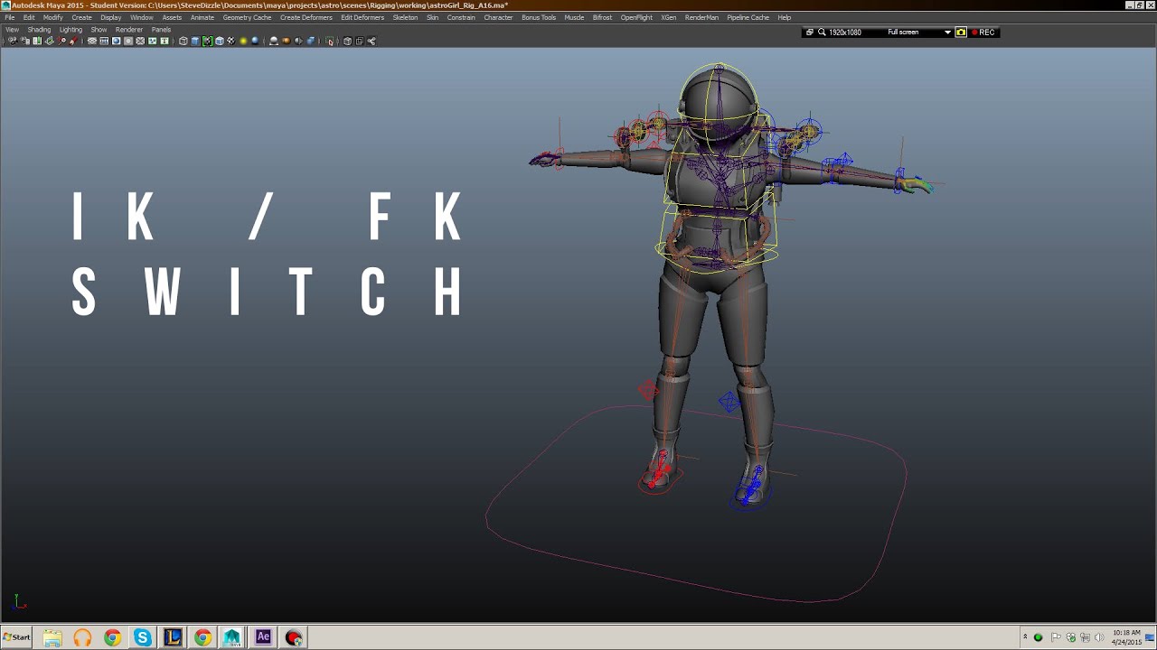 iK fK switch rigging AutoDeskMaya 2015 - YouTube