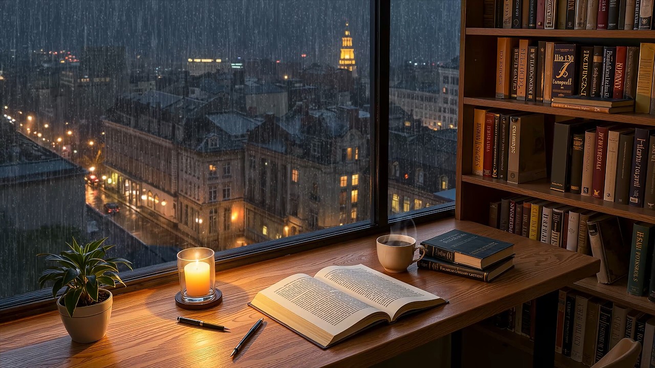 Quiet City Rain at Night 🌙🌧️ Cozy Jazz Ambience for Studying & Peaceful Focus