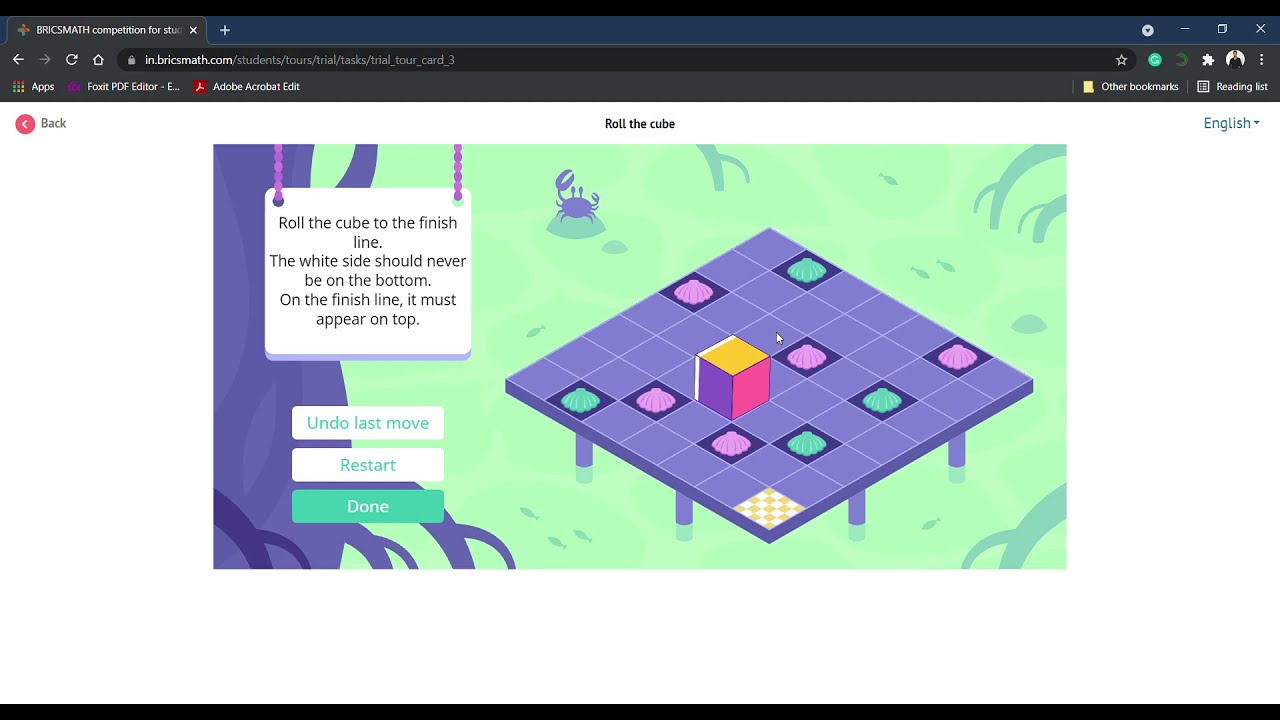 BRICSMATH 2022 | Trial Round | Roll the cube | Grade 12 |Grade 11 | Grade 10 | solutions