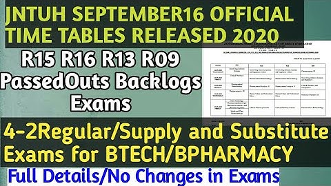 JNTUH Btech 4-2 Regular 2020Time table/R15 R16 R13 R09Passedout Backlogs/JNTUH BPharmacy 4-2/Supply