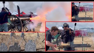 "Steel Rain" Gatling Gun and 12 pounder Civil War Cannon at the Range